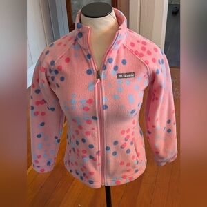 Columbia Kids Pink Fleece Hoodie with Colorful Dots